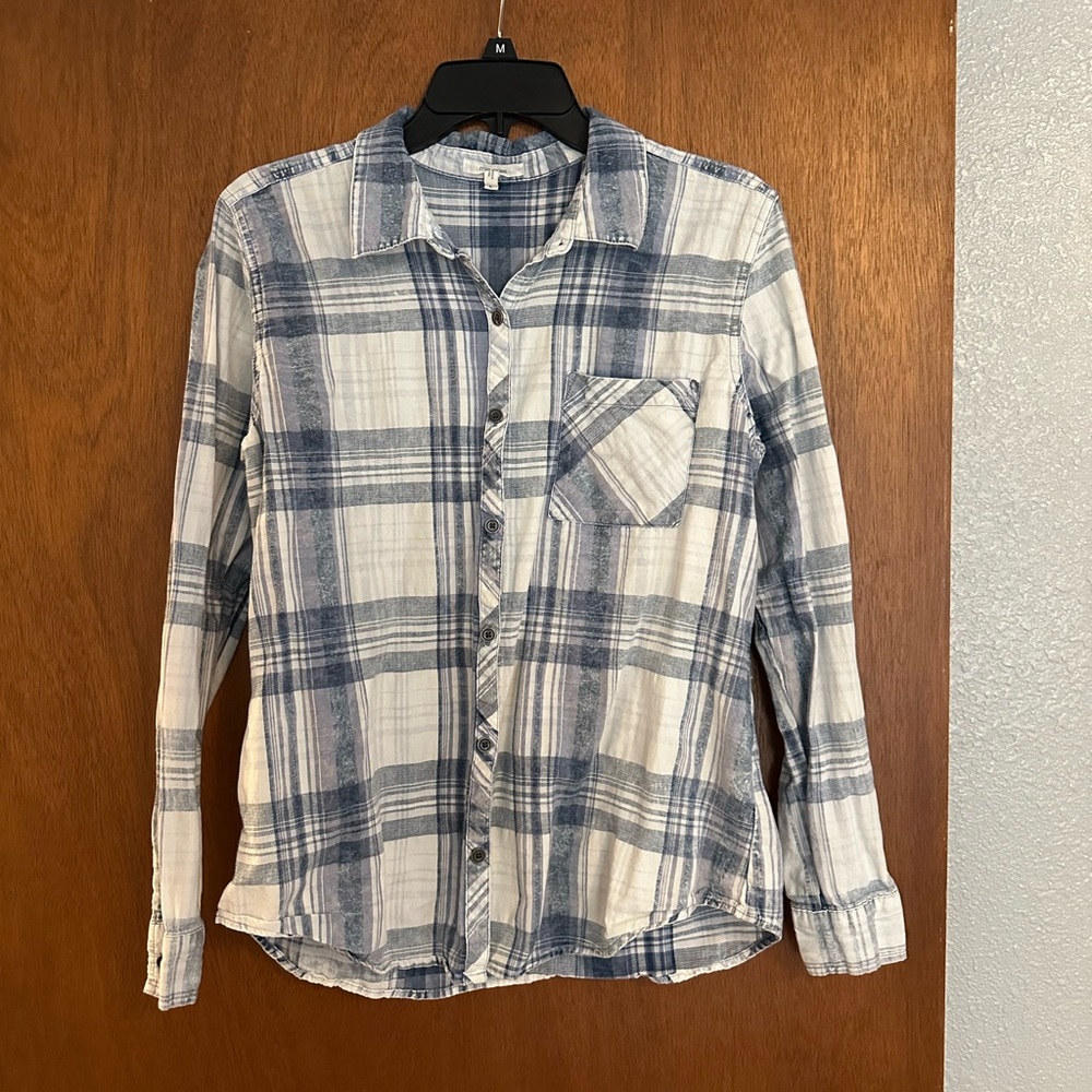 Maurices Casual Blue and White Checkered Shirt